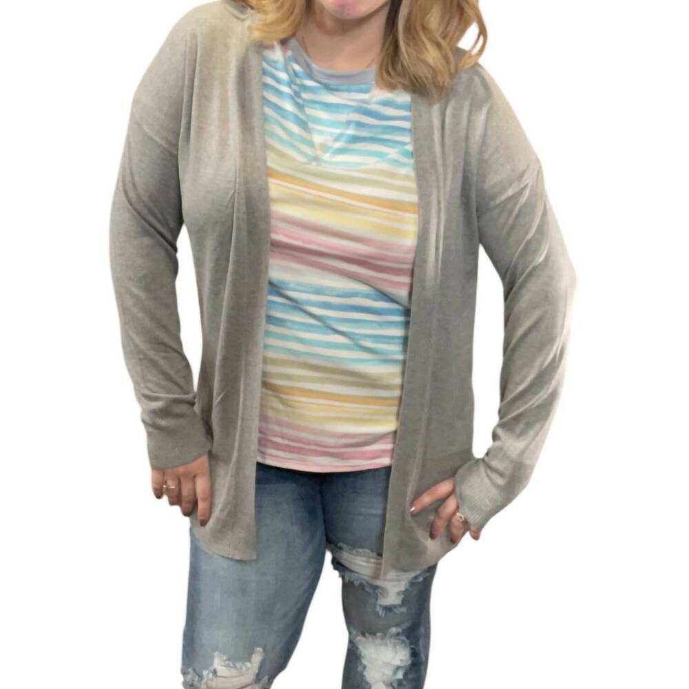 NEW EESOME ribbed open front cardigan in grey